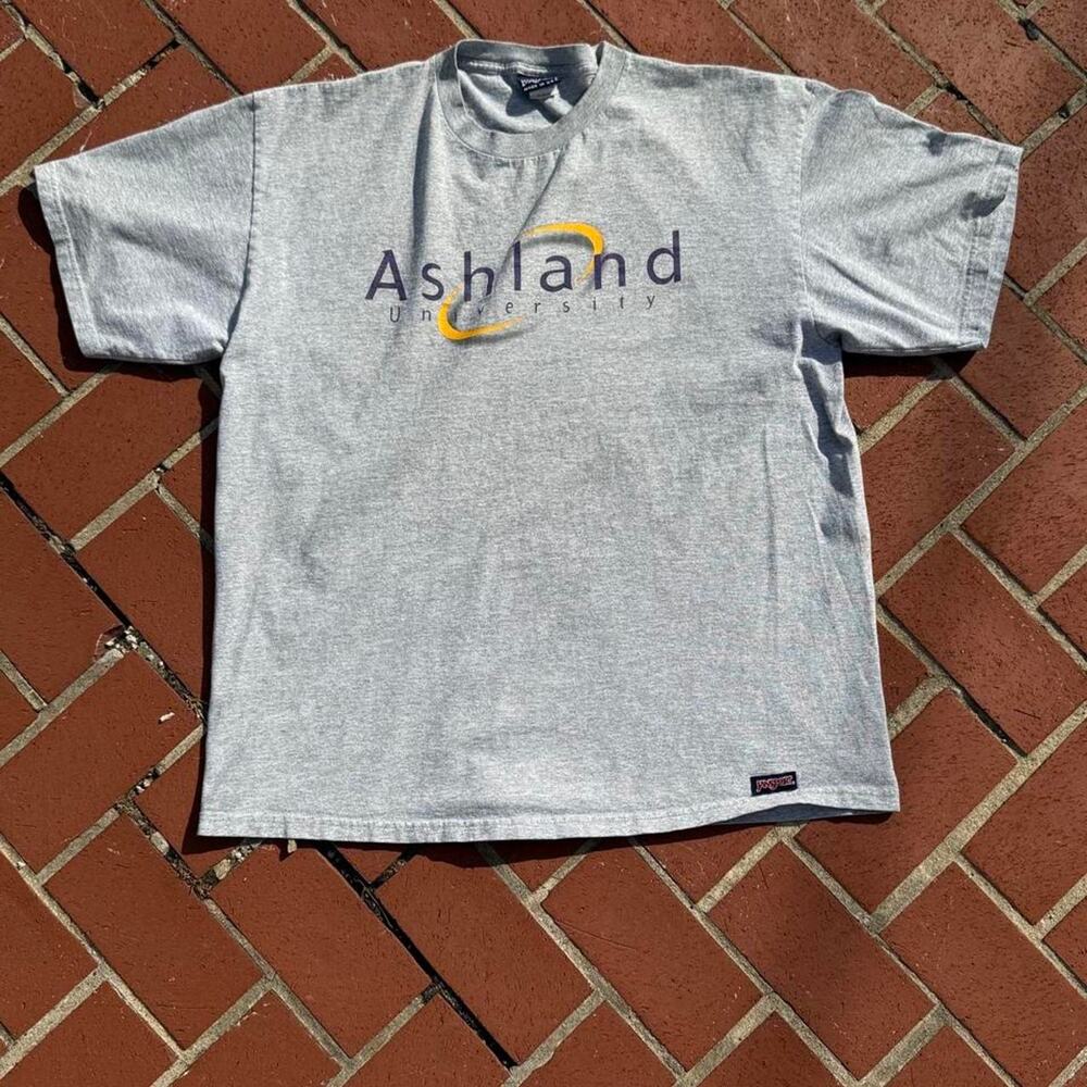 Vintage Y2K jansport Ashland university graphic grey t shirt